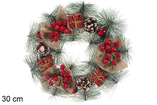[118398] Christmas wreath decorated red berries 30cm