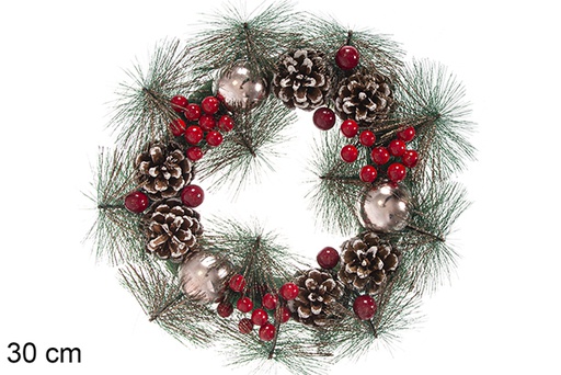 [118401] Christmas wreath rose gold balls 30cm