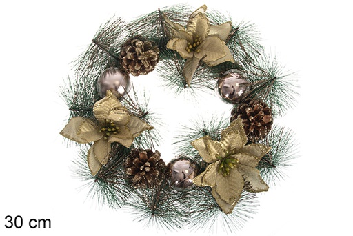 [118402] Christmas wreath rose gold balls 30 cm