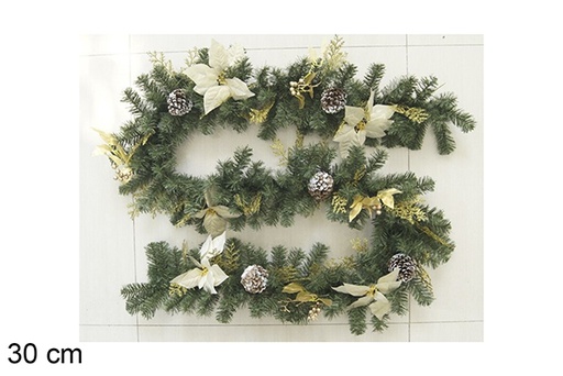 [118554] Christmas garland with flowers and pine cones 30 cm