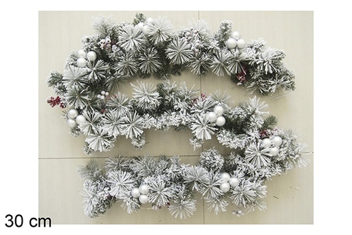 [118560] Snowy Christmas garland with berries and pine cones 30 cm