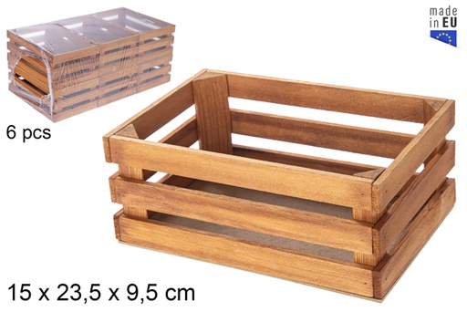 [118747] Caja madera listones marrón