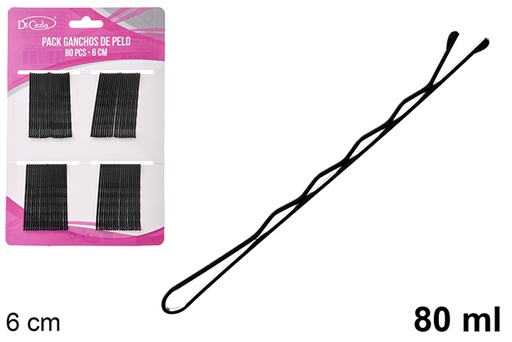 [118786] Pack 80 grampos de cabelo preto 6 cm