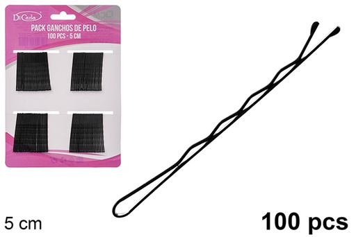 [118787] Pack 100 grampos de cabelo preto 5 cm