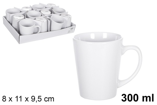 [118800] Caneca cônica de cerâmica branca 300 ml