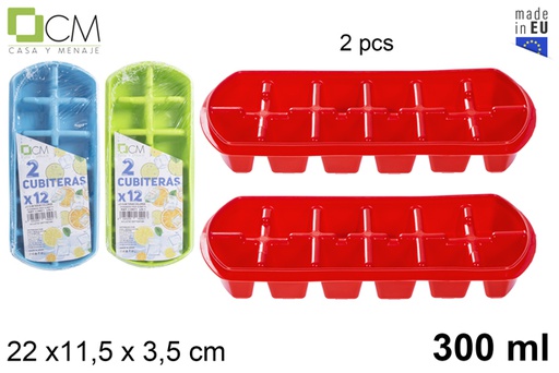 [118871] Pack 2 ice cube trays assorted colors 300 ml