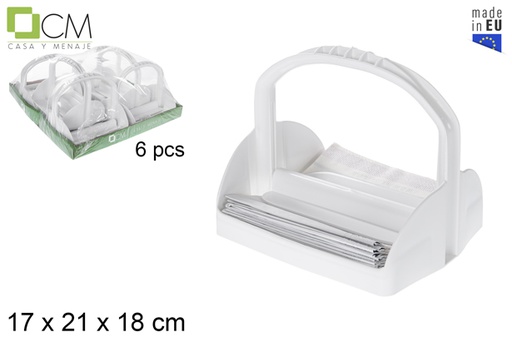 [118943] Portatovaglioli in plastica con manico bianco