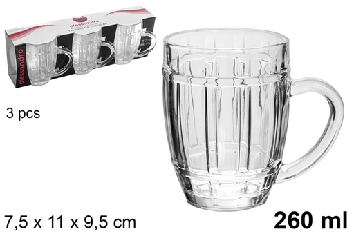 [118997] Pack 3 vasos cristal tanque de cerveza 260 ml