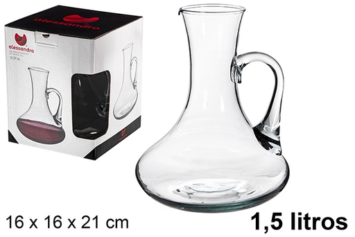 [119004] Decanter Sofia dritto in vetro con manico 1,5 l.