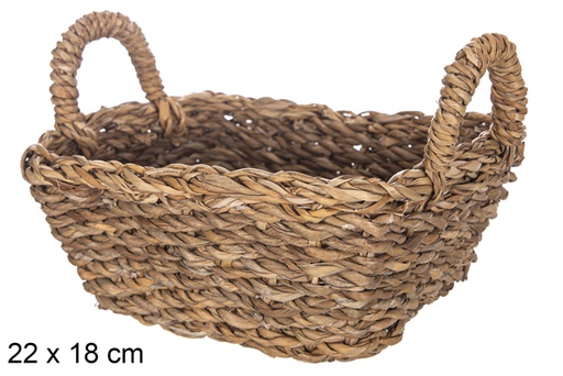 [119005] Cesta seagrass rectangular con asas 22x18 cm