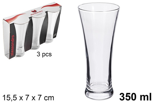 [119031] Pack 3 glass beer glasses 350 ml