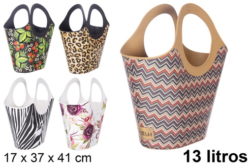 [119055] Plastic bag decorated with handles 13 l.