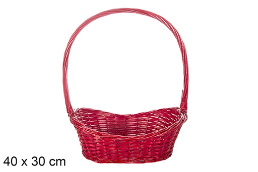 [119259] Red Christmas wicker basket 40x30 cm