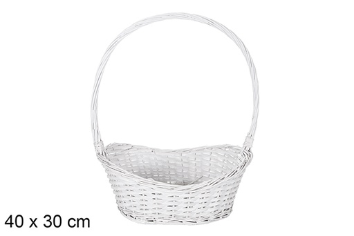 [119260] White Christmas wicker basket 40x30 cm