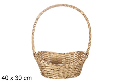 [119261] Christmas wicker basket gold color 40x30 cm