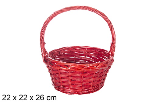 [119271] Red Christmas wicker basket 22x26 cm