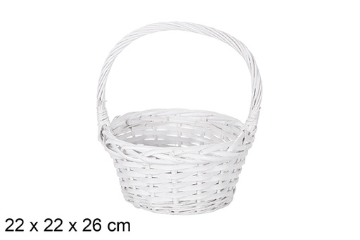 [119272] White Christmas wicker basket 22x26 cm