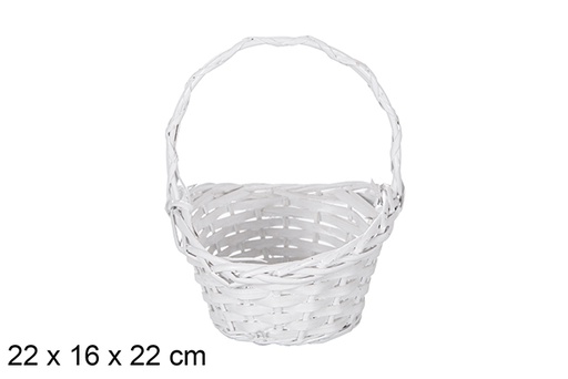 [119278] White Christmas wicker basket 22x16 cm