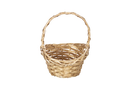 [119279] Panier de Noël en osier couleur or 22x16 cm