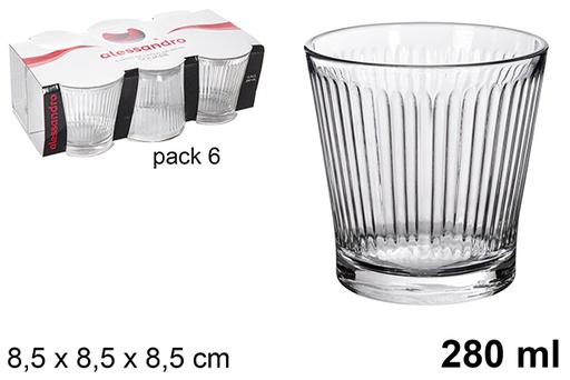 [119300] Pack 6 bicchieri in vetro Rayas 280 ml