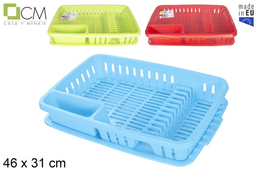 [119354] Plastic dish drainer with tray assorted colors 46x31 cm