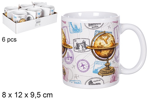 [119359] Caneca decorada com globo do mundo