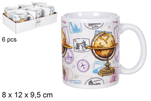 [119359] Mug decorated with globe of the world