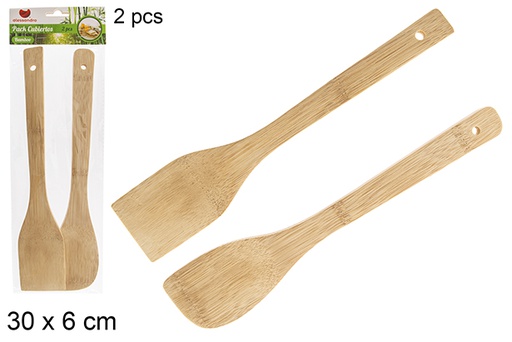 [119363] Pack de 2 talheres de bambu 30x6 cm