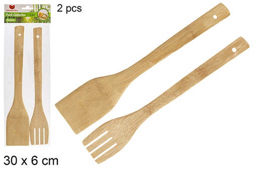 [119364] Pack 2 talheres de bambu 30x6 cm