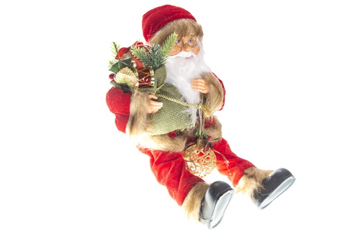 [119412] Santa Claus sitting with bag and gold ball 40 cm