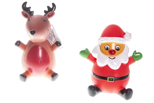 [119414] Brinquedo de cão de Natal rena e Pai Natal sortido