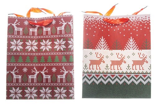 [119415] Christmas gift bag red and green pattern