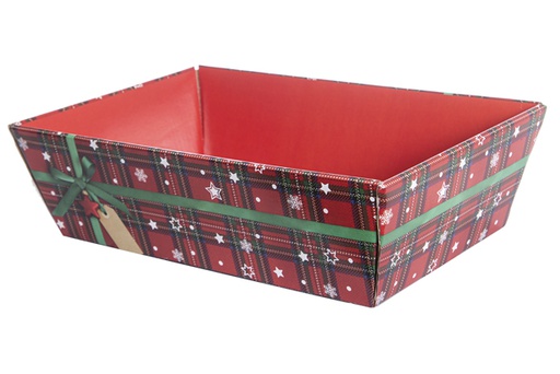 [119416] Red Christmas gift cardboard box with green bow