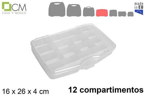 [119514] Multipurpose transparent plastic box with 12 compartments