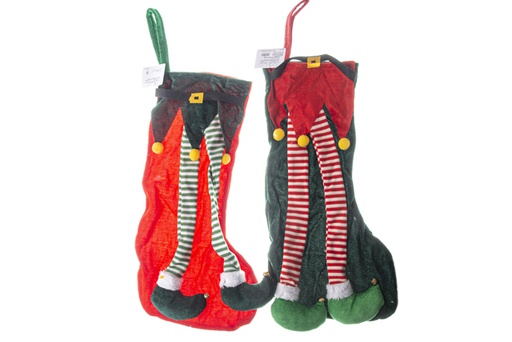 [119522] Christmas elf stocking velvet 28x48 cm