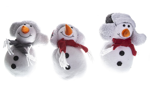 [119541] Snowman with assorted wool hat 25 cm