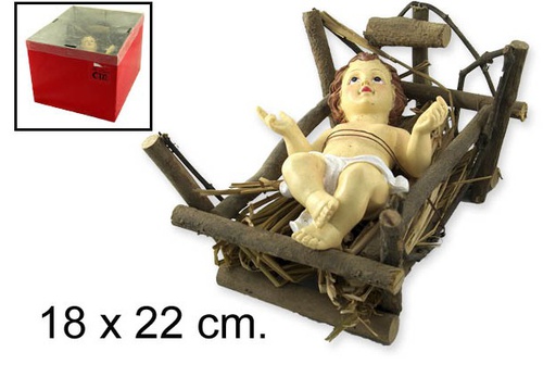 [049720] Cm.18x22 cradle with polyresin jesus chi