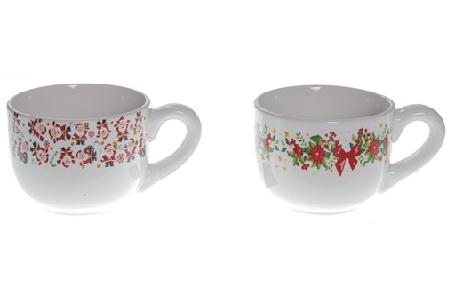 [119557] Taza cerámica Jumbo decorada Navidad 8,5x11,5 cm