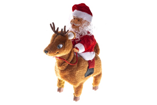 [119585]  Papai Noel com música e movimento de renas 20 cm