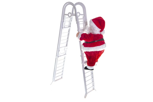 [119588] Papa Noel subiendo doble escalera roja 66 cm