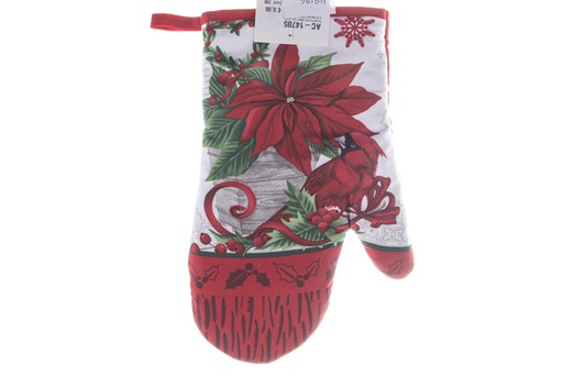 [119596] Christmas flower decorated mitten 19x27 cm