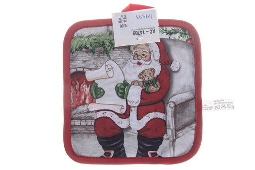 [119599] Santa Claus decorated square mitten 17 cm