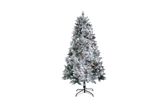 [119606] Albero di Natale innevato con palline, bacche, pigne e fiori 60 cm