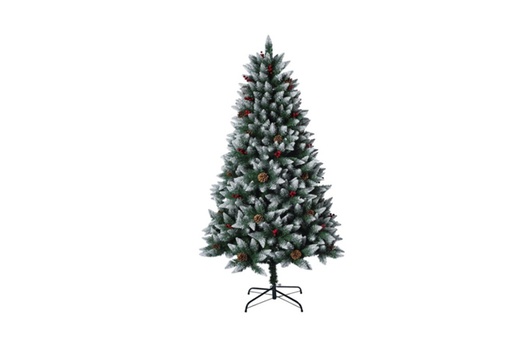 [119606] Christmas tree snowy with balls, berries, pine cones and flowers 60 cm