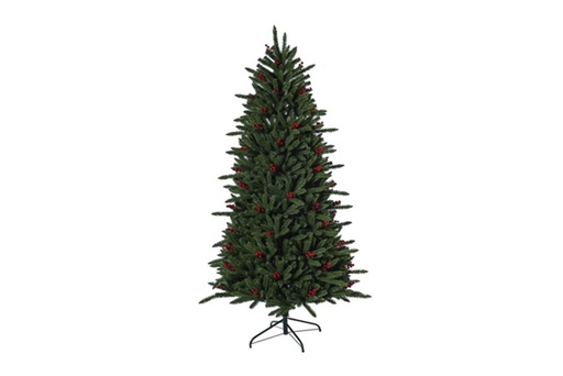 [119607] Christmas tree with pine cones, berries and flowers 60 cm