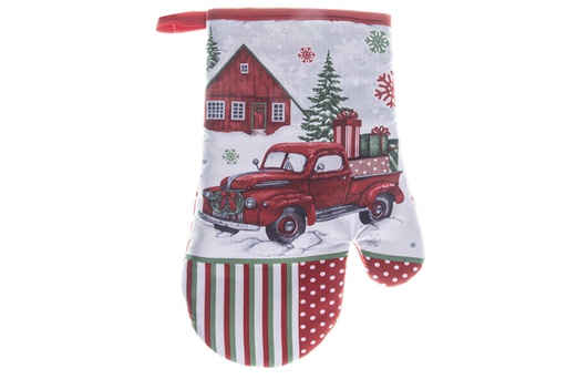 [119619] Decorated mitten with truck with gifts 19x27 cm