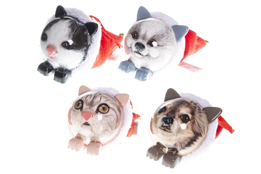 [119644] PVC dog/cat ball with Santa hat 8 cm