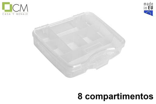 [119648] Caixa plástica transparente multiuso com 8 compartimentos