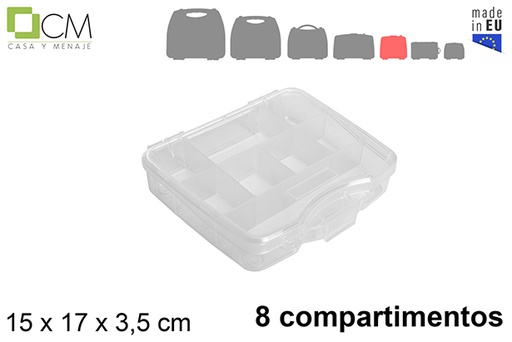 [119648] Scatola multiuso in plastica trasparente con 8 scomparti