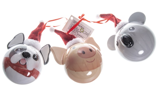 [119649] PVC ball face dog, koala, pig with hat 8 cm